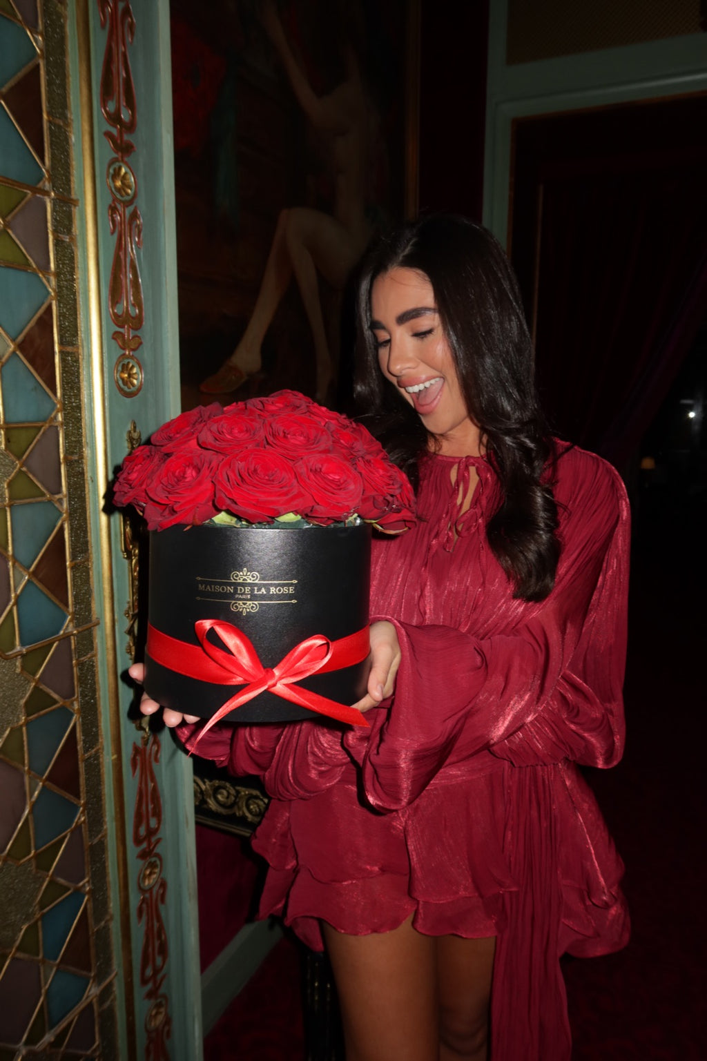 Robe Marrakech - Robe Rouge Satinée, Manches fluides