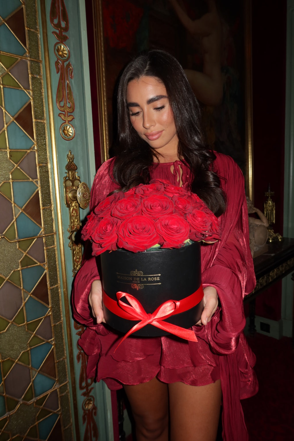 Robe Marrakech - Robe Rouge Satinée, Manches fluides