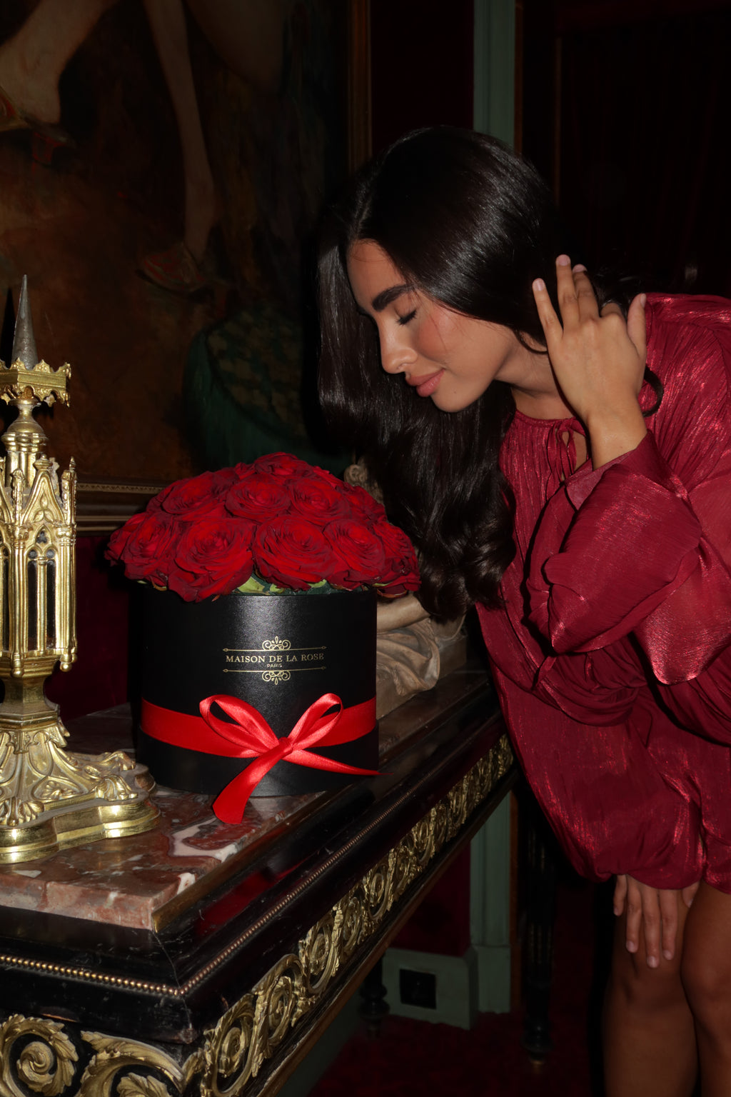 Robe Marrakech - Robe Rouge Satinée, Manches fluides
