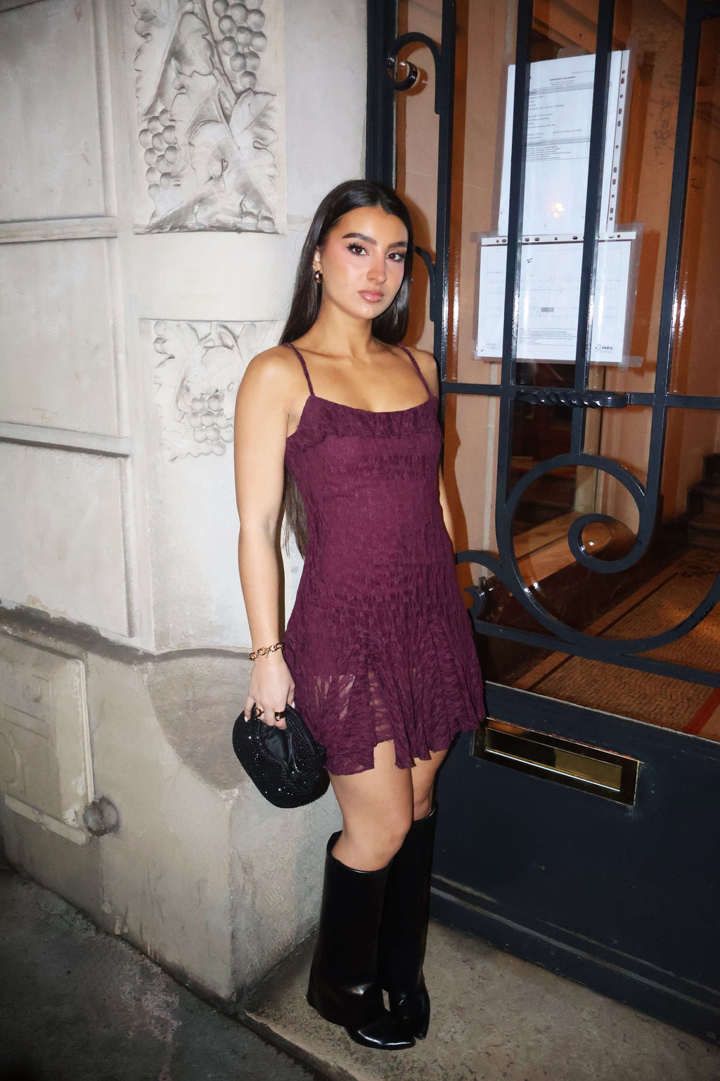 Robe Mykonos - Robe Courte Violette, En Dentelle
